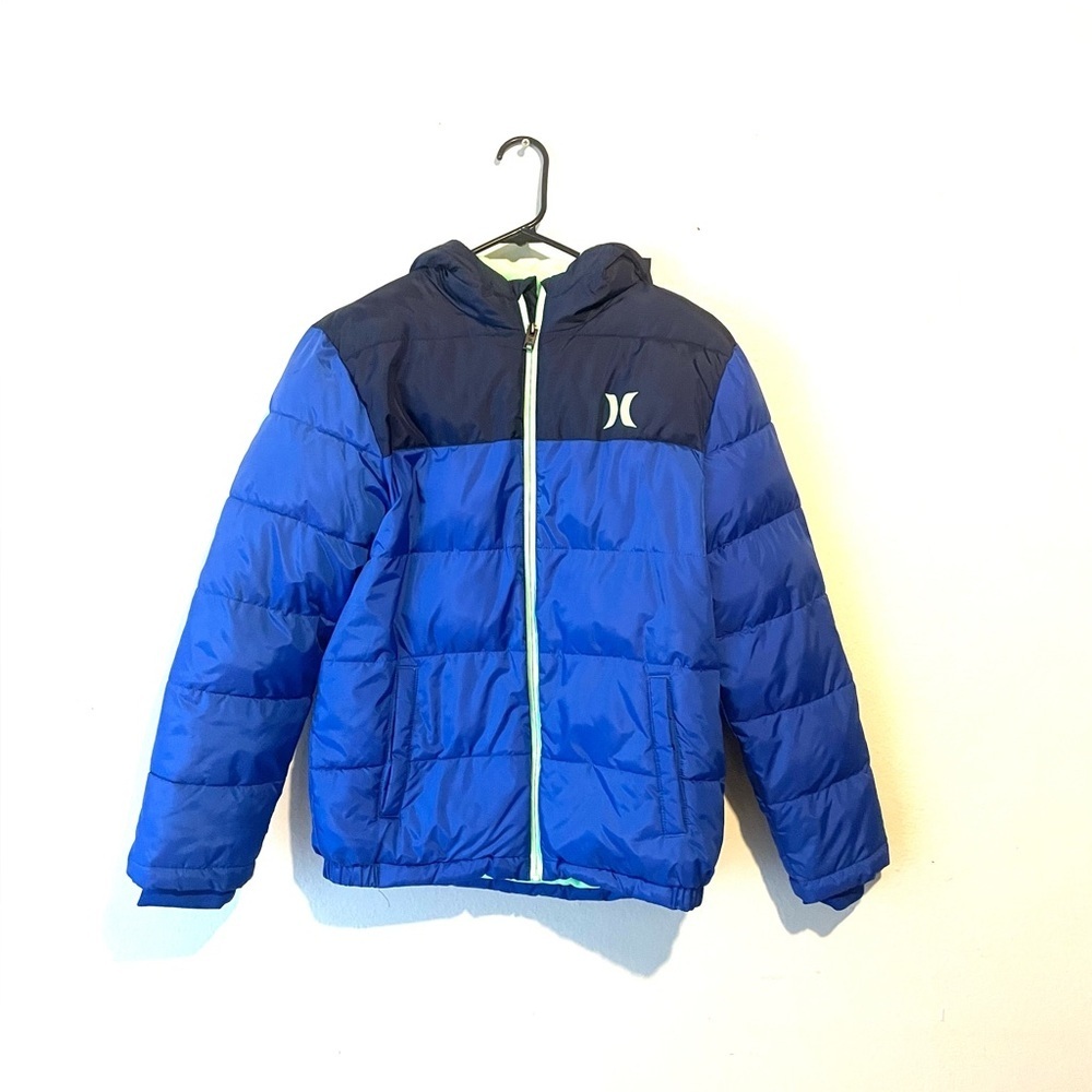 NWOT Hurley Fleece lined Hooded lightweight puffer Jacket Royal Blue Size XL